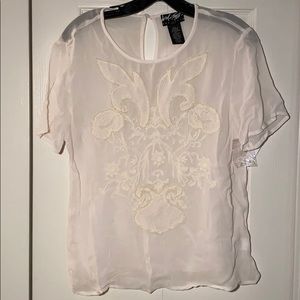 NWT Lord & Taylor sheer cream colored blouse